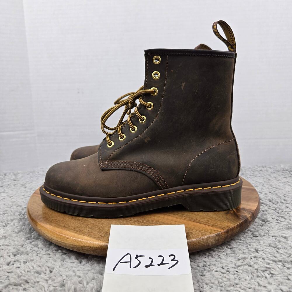 Dr. Martens Mens 6 1460 Crazy Horse Brown Leather Casual Lace Up Combat Boots